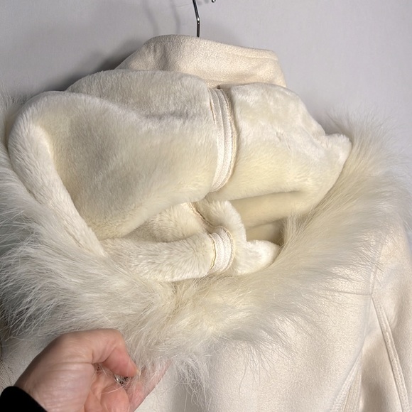 Bandolino Hooded Jacket with Faux Fur/Suede in Cream size S NWOT - Picture 7 of 16